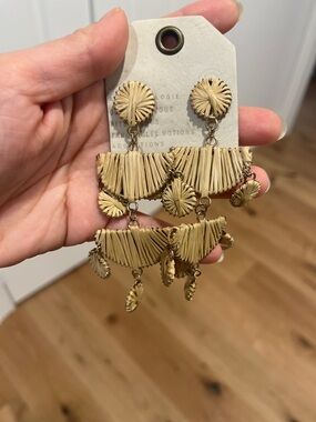 Handcrafted Beige Raffia Statement Drop Earrings Anthropologie